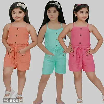 Kids Stylish Half Jumpsuit Pack Of _3