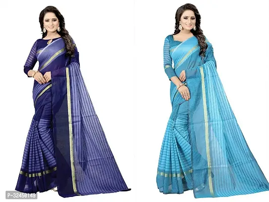 Stylish Multicoloured Polycotton Printed Sarees For Women Pack Of 2-thumb0