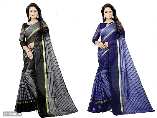 Stylish Multicoloured Polycotton Printed Sarees For Women Pack Of 2-thumb0