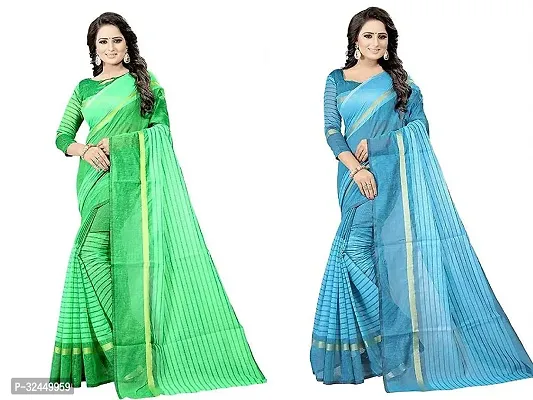 Stylish Multicoloured Polycotton Printed Sarees For Women Pack Of 2-thumb0