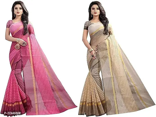 Stylish Multicoloured Polycotton Printed Sarees For Women Pack Of 2-thumb0