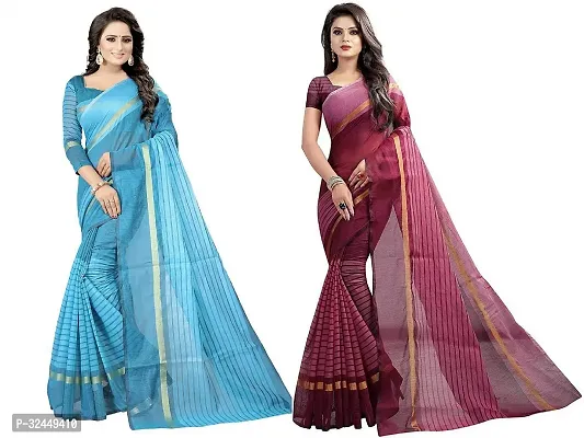 Stylish Multicoloured Polycotton Printed Sarees For Women Pack Of 2-thumb0