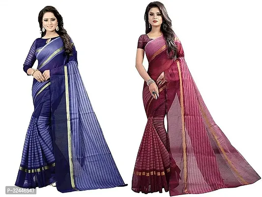 Stylish Multicoloured Polycotton Printed Sarees For Women Pack Of 2-thumb0