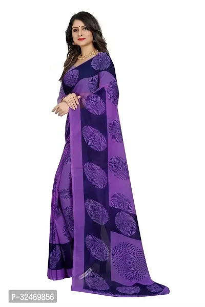 Elegant Blue Polycotton Printed Saree Without Blouse Piece For Women-thumb0