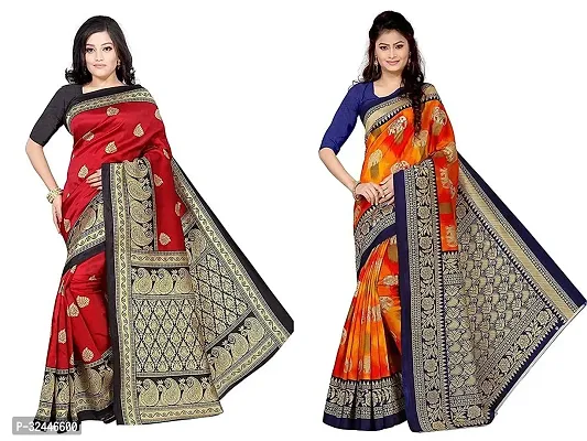 Stylish Multicoloured Polycotton Printed Sarees For Women Pack Of 2-thumb0