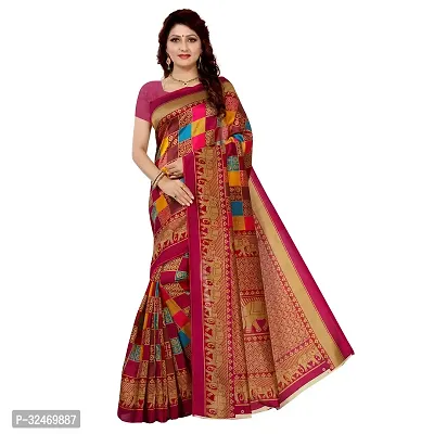 Elegant Red Polycotton Printed Saree Without Blouse Piece For Women-thumb0