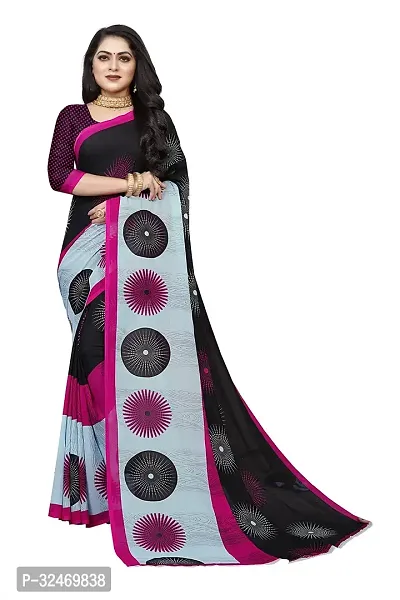 Elegant Multicoloured Polycotton Printed Saree Without Blouse Piece For Women-thumb0