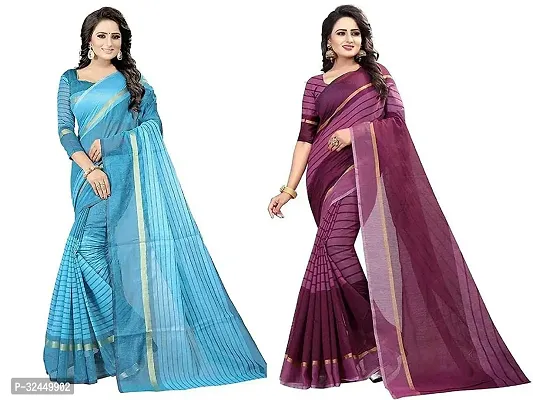 Stylish Multicoloured Polycotton Printed Sarees For Women Pack Of 2-thumb0