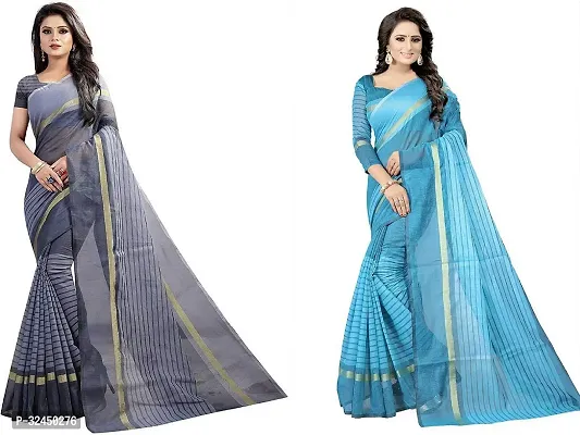 Stylish Multicoloured Polycotton Printed Sarees For Women Pack Of 2-thumb0