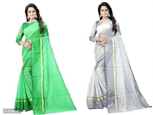 Stylish Multicoloured Polycotton Printed Sarees For Women Pack Of 2