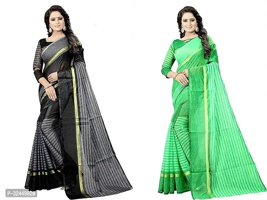 Stylish Multicoloured Polycotton Printed Sarees For Women Pack Of 2-thumb0