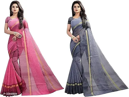 Stylish Multicoloured Polycotton Printed Sarees For Women Pack Of 2-thumb0