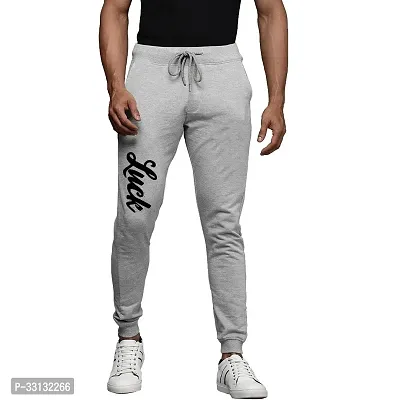 Stylish Grey Cotton Blend Printed Track Pant For Men-thumb0