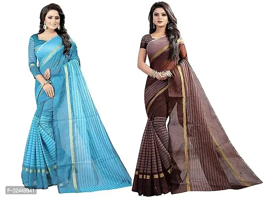 Stylish Multicoloured Polycotton Printed Sarees For Women Pack Of 2-thumb0