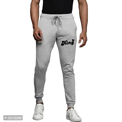 Stylish Grey Cotton Blend Printed Track Pant For Men-thumb0