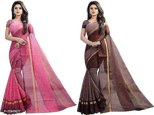 Stylish Multicoloured Polycotton Printed Sarees For Women Pack Of 2-thumb0