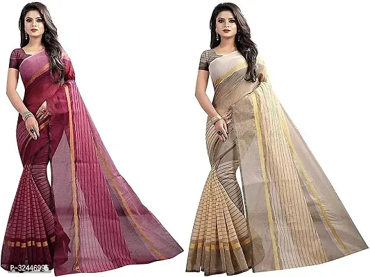 Stylish Multicoloured Polycotton Printed Sarees For Women Pack Of 2