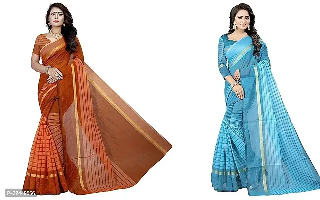 Stylish Multicoloured Polycotton Printed Sarees For Women Pack Of 2