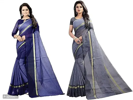 Stylish Multicoloured Polycotton Printed Sarees For Women Pack Of 2-thumb0