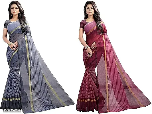 Stylish Multicoloured Polycotton Printed Sarees For Women Pack Of 2-thumb0