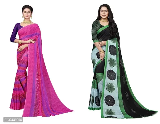 Stylish Multicoloured Polycotton Printed Sarees For Women Pack Of 2-thumb0