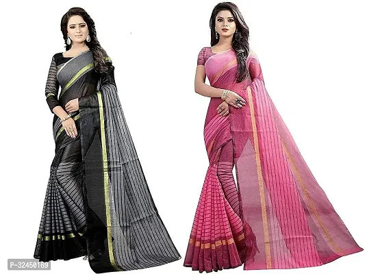 Stylish Multicoloured Polycotton Printed Sarees For Women Pack Of 2-thumb0