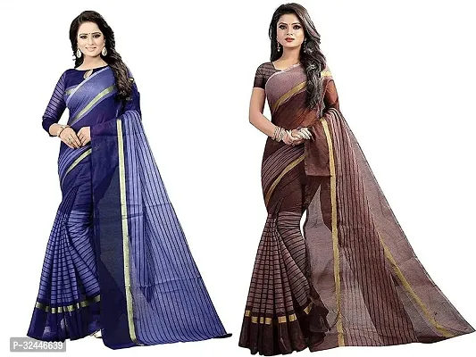 Stylish Multicoloured Polycotton Printed Sarees For Women Pack Of 2-thumb0