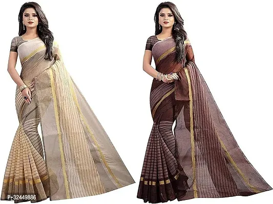 Stylish Multicoloured Polycotton Printed Sarees For Women Pack Of 2-thumb0