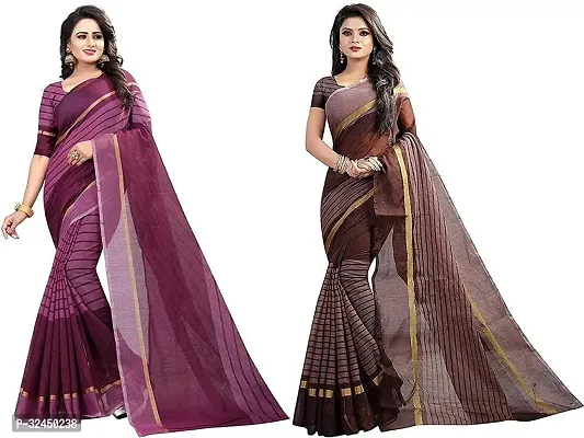 Stylish Multicoloured Polycotton Printed Sarees For Women Pack Of 2-thumb0