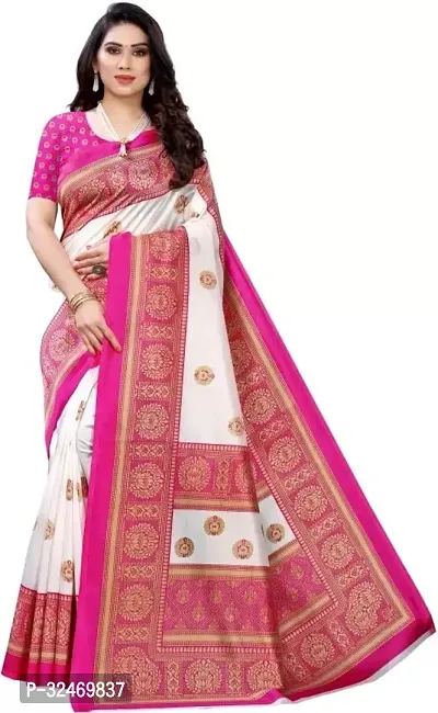 Elegant Pink Polycotton Printed Saree Without Blouse Piece For Women-thumb0