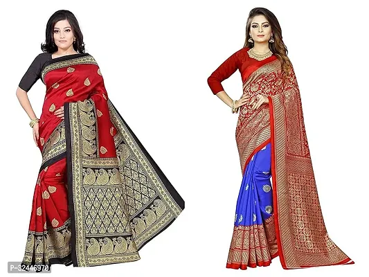 Stylish Multicoloured Polycotton Printed Sarees For Women Pack Of 2-thumb0