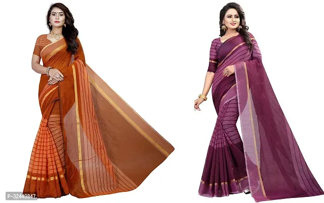 Stylish Multicoloured Polycotton Printed Sarees For Women Pack Of 2-thumb0