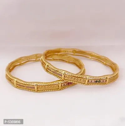 Set of 2 Traditional Gold Plated Bangles for Women