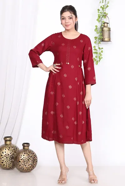 Stylish Rayon A-Line Self Pattern Kurta