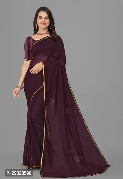 Stylish Wine Art Silk Saree With Blouse Piece For Women-thumb0