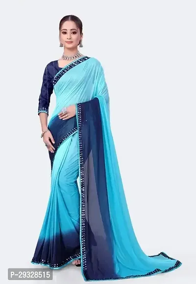 Stylish Multicoloured Lycra Saree With Blouse Piece For Women