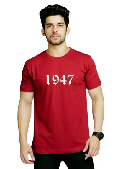 Freedom Year 1947style Pure Cotton t Shirt Round Neck biowash Half Sleeve for Boys and Girls