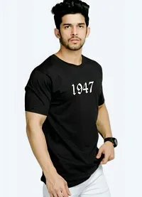 Freedom Year 1947style Pure Cotton t Shirt Round Neck biowash Half Sleeve for Boys and Girls-thumb2