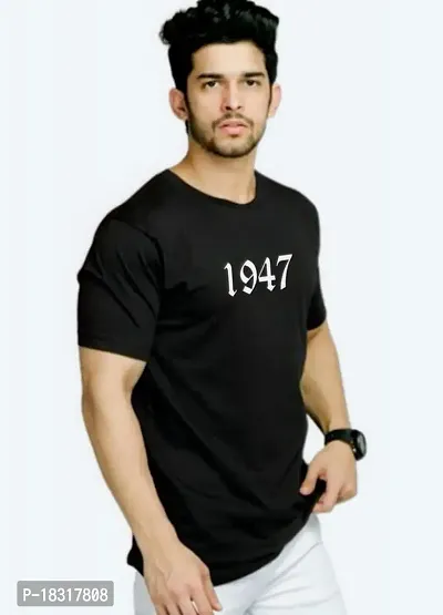 Freedom Year 1947style Pure Cotton t Shirt Round Neck biowash Half Sleeve for Boys and Girls-thumb3