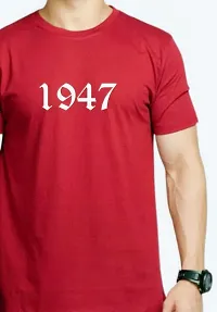 Freedom Year 1947style Pure Cotton t Shirt Round Neck biowash Half Sleeve for Boys and Girls-thumb3