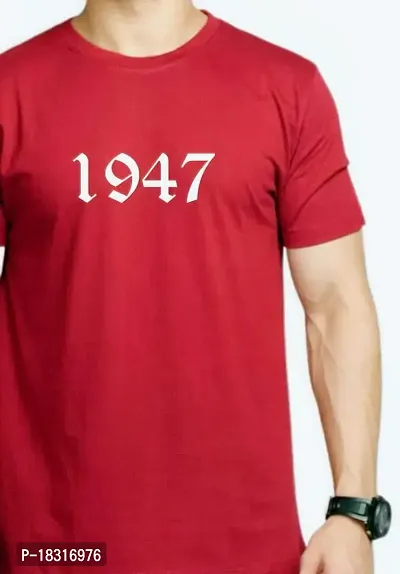 Freedom Year 1947style Pure Cotton t Shirt Round Neck biowash Half Sleeve for Boys and Girls-thumb4