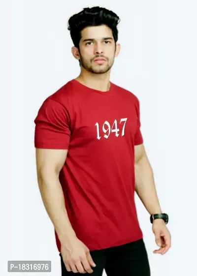 Freedom Year 1947style Pure Cotton t Shirt Round Neck biowash Half Sleeve for Boys and Girls-thumb3