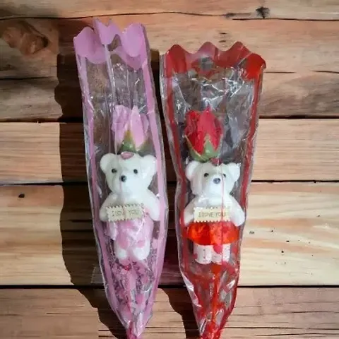 All For Sale Teddy Rose Stick For Girlfriend, Wife, Lovers Romantic Gift For Valentine Day