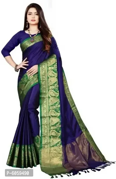 Beautiful Cotton Silk Jacquard Saree with Blouse piece-thumb0