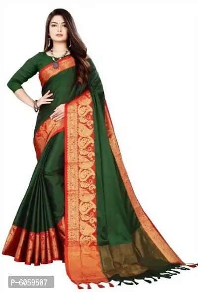 Beautiful Cotton Silk Jacquard Saree with Blouse piece-thumb0