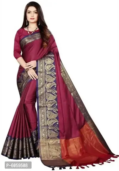 Beautiful Cotton Silk Jacquard Saree with Blouse piece-thumb0