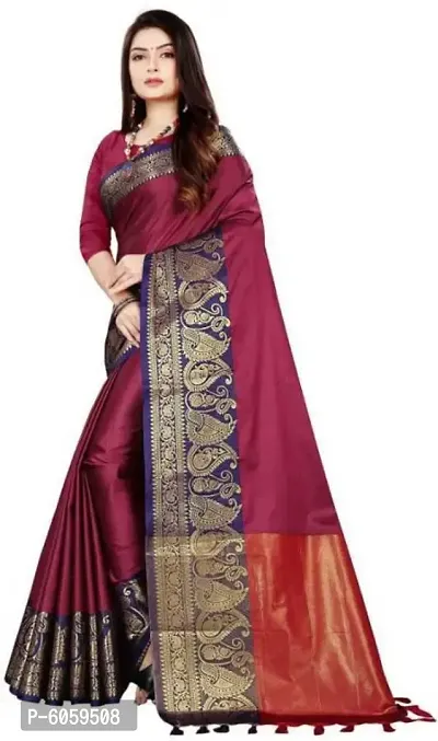 Beautiful Cotton Silk Jacquard Saree with Blouse piece-thumb3