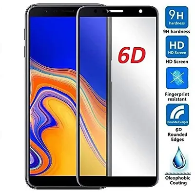 11D Tempered Gorilla Glass with Curved Edges and 9H Hardness - Full Glue Edge-Edge Screen Protection for Samsung J8+ Black