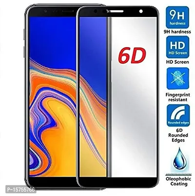 11D Tempered Gorilla Glass with Curved Edges and 9H Hardness - Full Glue Edge-Edge Screen Protection for Samsung J8+ Black-thumb0