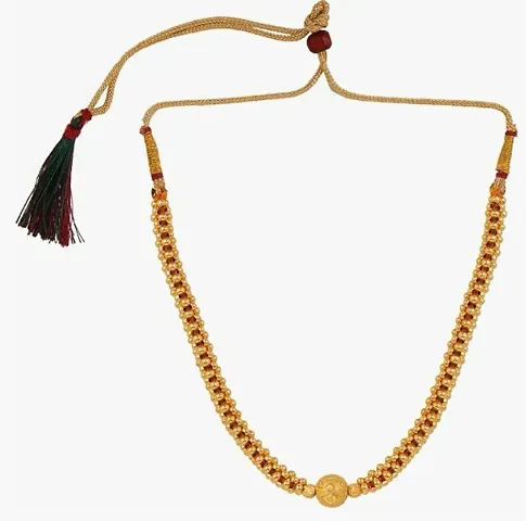 Parna Gold Plated Gold Beads Ethnic Traditional Maharashtrian Thushi Necklace For Women